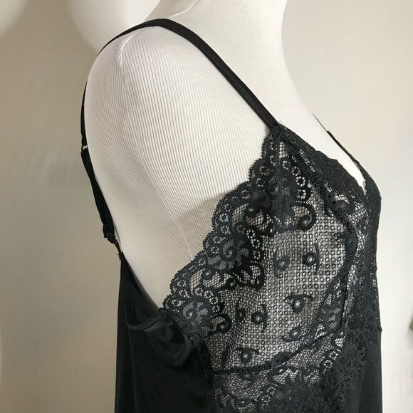 Vintage Val Mode Lingerie Black Nightgown Medium Large Lace Bust Chemise - Picture 5 of 9